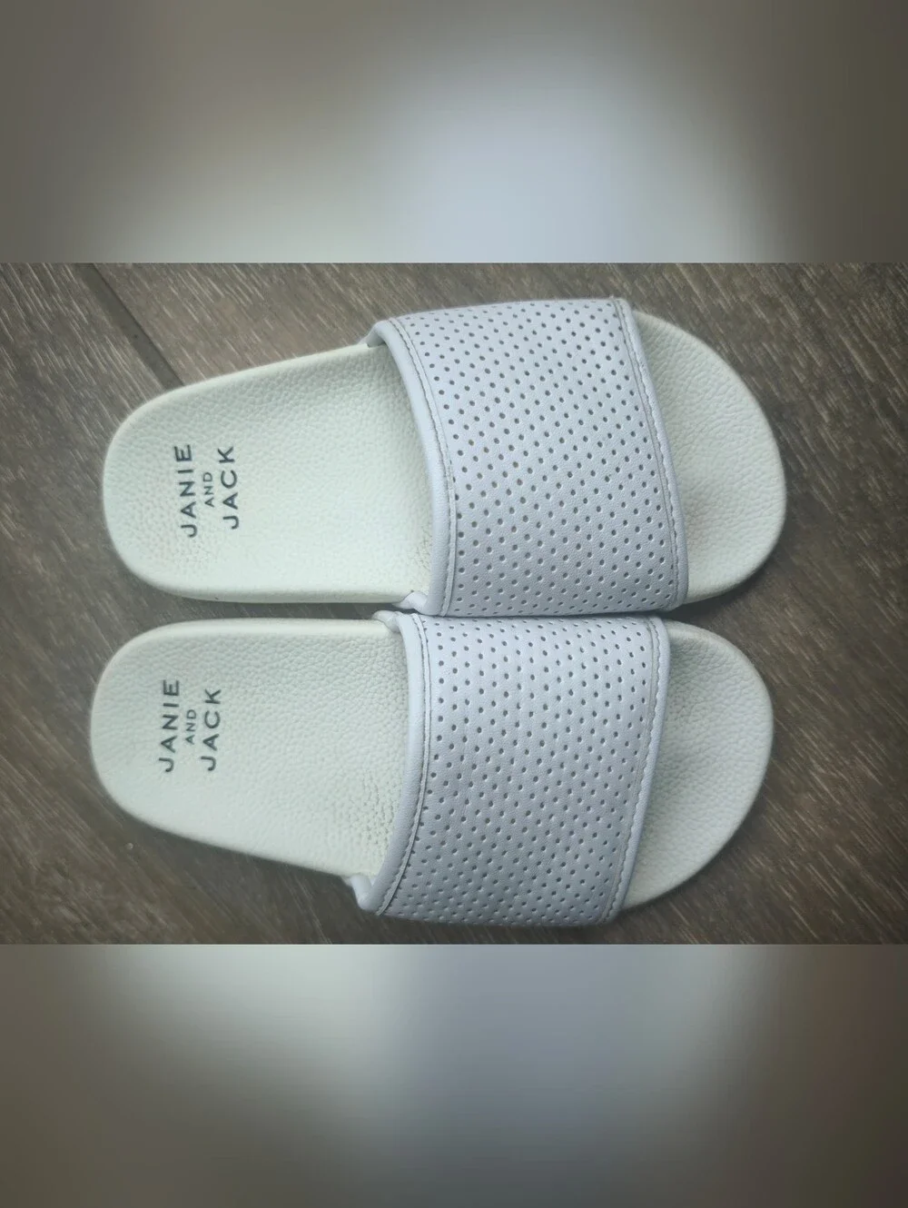 Janie and Jack Girls White Perforated Slide Sandals